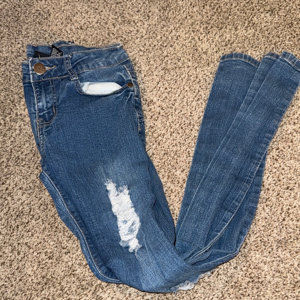 BKE Blue Distressed Skinny Jeans